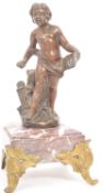 19TH CENTURY BRONZE STATUE OF CHERUB ON MARBLE BASE