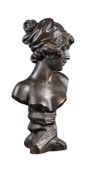 FAUX BRONZE BUST DEPICTING A YOUNG WOMAN