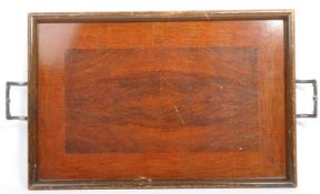 1930'S LARGE MAHOGANY BUTLERS TRAY WITH INLAID MARQUETRY