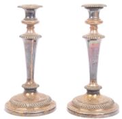PAIR OF 19TH CENTURY SILVER PLATE CANDLESTICKS