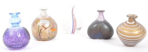 FIVE KOSTA BODA BERTIL VALLIEN ART GLASS PERFUME BOTTLES VASES
