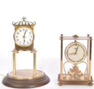 PAIR OF VINTAGE GLASS & BRASS ANNIVERSARY CLOCKS
