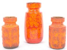 COLLECTION OF THREE RETRO WEST GERMAN POTTERY VASES
