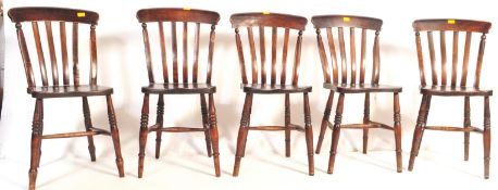 COLLECTION OF FIVE MID 20TH CENTURY LATH BACK KITCHEN CHAIRS