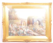 THOMAS KINGSTON - EDWARDIAN WATERCOLOUR OF GARDEN SCENE