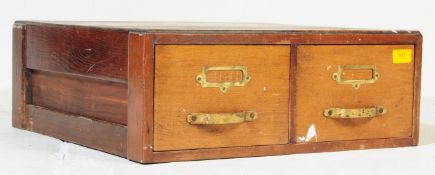 MID CENTURY INDUSTRIAL WOODEN TABLE TOP FILING CABINET