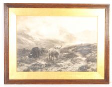 VINTAGE 20TH CENTURY BLACK & WHITE PRINT OF HIGHLAND COWS