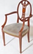 EDWARDIAN SATINWOOD CARVER DESK ARMCHAIR