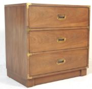 TEAK BRASS BOUND CAMPAIGN STYLE CHEST OF DRAWERS
