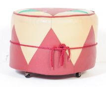 A VINTAGE RETRO LEATHERETTE POUFFE FOOTSTALL OTTOMAN