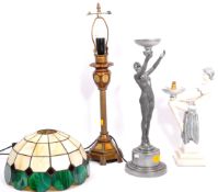 COLLECTION OF THREE VINTAGE LAMP BASES INC TIFFANY STYLE