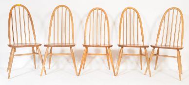 FOUR MID CENTURY ERCOL QUAKER CHAIRS & ANOTHER