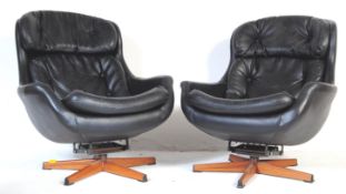 GREAVES & THOMAS - PAIR OF RETRO VINTAGE EGGSHELL ARM CHAIRS