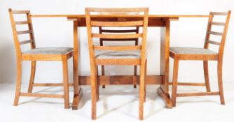 ARTS & CRAFTS ART DECO OAK BOWMAN BROTHERS TABLE & CHAIRS