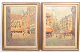 PAIR 20TH CENTURY IMPRESSIONIST OIL ON CANVAS PARIS SCENES