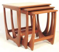 THREE RETRO MID CENTURY G-PLAN NEST OF TABLES TILE TOPPED