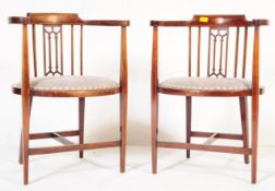 PAIR OF EARLY 20TH CENTURY EDWARDIAN INLAID TUB CHAIRS