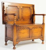 OAK JACOBEAN REVIVAL HALL SETTLE MONKS BENCH