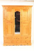 20TH CENTURY PINE DOUBLE WARDROBE