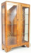 VINTAGE 20TH CENTURY ART DECO WALNUT CHINA DISPLAY CABNIET