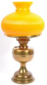 VINTAGE 20TH CENTURY ORANGE GLASS BRASS OIL LAMP BY DUPLEX