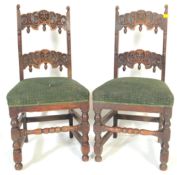 PAIR OF 19TH CENTURY CAROLEAN REVIVAL OAK HALL CHAIRS