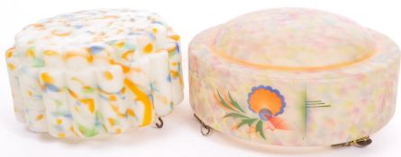 TWO RETRO VINTAGE 20TH CENTURY GLASS CEILING LIGHTS SHADES