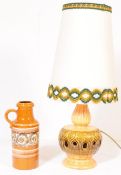 RETRO MID CENTURY WEST GERMAN POTTERY LAMP & VASE