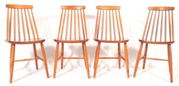 FOUR RETRO MID CENTURY TEAK ERCOL STYLE DINING CHAIRS