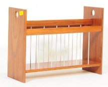 A RETRO VINTAGE MID CENTURY TEAK MAGAZINE RACK HOLDER
