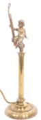 EARLY 20TH CENTURY BRASS CHERUB COLUMNLAMP