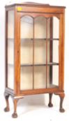 20TH CENTURY QUEEN ANNE OAK CHINA DISPLAY CABINET