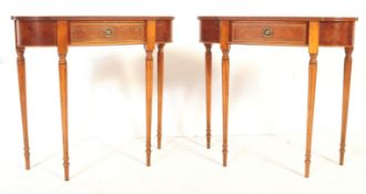 PAIR OF VINTAGE 20TH REGENCY REVIVAL WALNUT CONSOLE TABLES