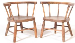 19TH CENTURY VICTORIAN BEECH & ELM WINDSOR CHILD'S CHAIRS