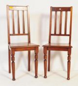 A PAIR OF MATCHING VICTORIAN HALL CHAIRS IN DAMASK UPHOLSTERY