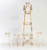 VINTAGE 20TH CENTURY 1950S WHITE METAL GARDEN PLANT STANDS
