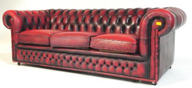 VINTAGE 20TH CENTURY OX BLOOD CHESTERFIELD SOFA