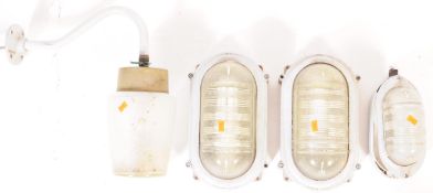 FOUR MID CENTURY INDUSTRIAL BULK HEAD LIGHTS