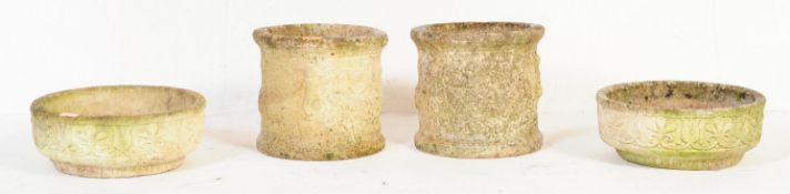 FOUR 20TH CENTURY COMPOSITE STONE GARDEN PLANTERS