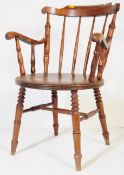 VICTORIAN ELM WOOD FARMHOUSE PENNY SEAT WINDSOR ARMCHAIR