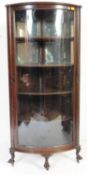 1930's QUEEN ANNE REVIVAL OAK LARGE CORNER DISPLAY CABINET
