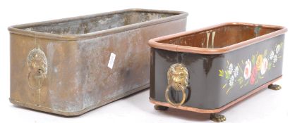 TWO VICTORIAN & LATER BRASS & COPPER FLOWER PLANTER TROUGHS