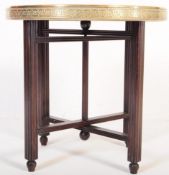20TH CENTURY EBONISED & BRASS FOLDING BENARES TABLE