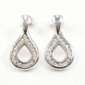 PAIR OF HALLMARKED 18CT WHITE GOLD & DIAMOND EARRINGS