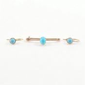 VICTORIAN TURQUOISE & GOLD BROOCH & EARRINGS
