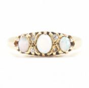 HALLMARKED 9CT GOLD OPAL & DIAMOND RING