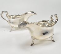 PAIR OF GEORGIAN SILVER HALLMARKED GRAVY BOATS