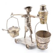 CHINESE NOVELTY PLATED THREE PIECE CRUET SET