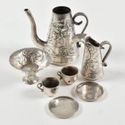 LATE 19TH CENTURY GERMAN HANAU SILVER MINIATURE TEA SET