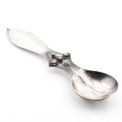 ARTS & CRAFTS TURQUOISE DECORATED CADDY SPOON